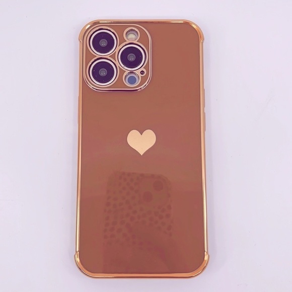 Love Heart Shockproof Bumper Phone Case: iPhone 13 Pro Soft Electroplated - Picture 1 of 4